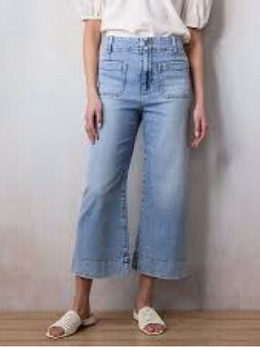 LC Lauren Conrad Light Blue High-Rise Cropped Wide-Leg Jeans
